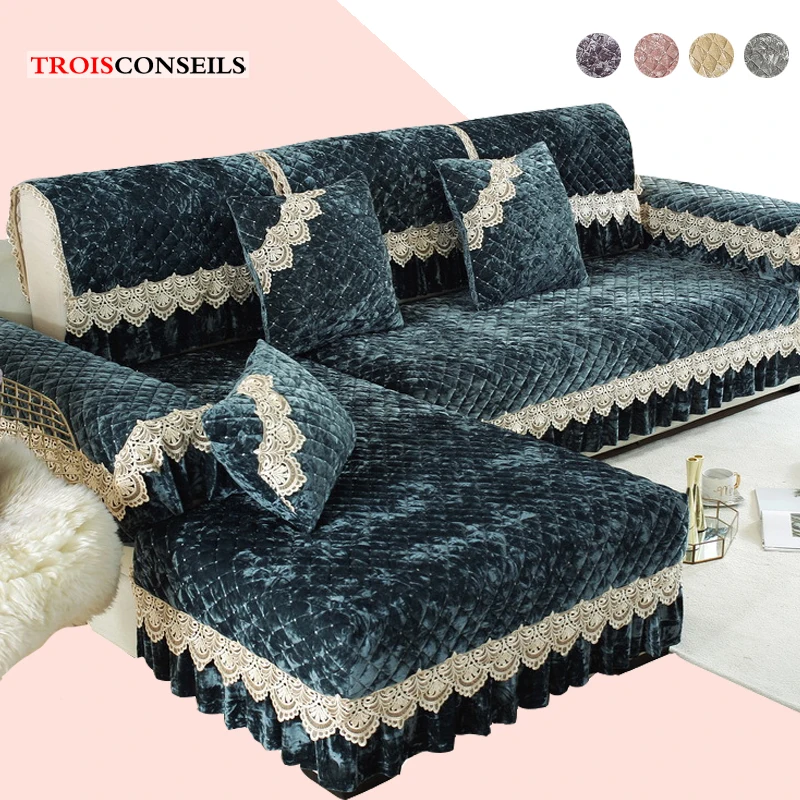 

Velvet Plush L Shaped Sofa Cover for Living Room Elastic Furniture Couch Slipcover Chaise Longue Corner Sofa Cover Stretch