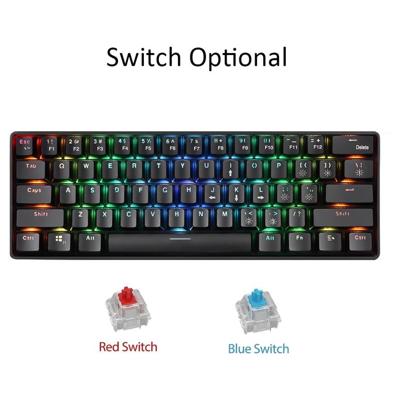 

Russian English Mechanical Keyboard 61 Keys USB Wired 2.4G Wireless Dual Mode Gaming Keyboards Backlight for Desktop PC J0PB
