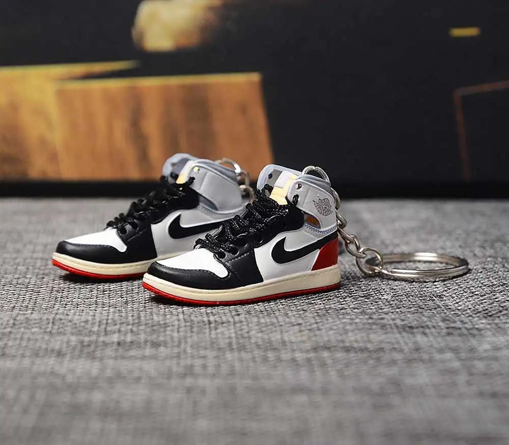 a pair w metal ring Дропшиппинг тапки обуви брелок 1 3D мини-кроссовки "OW CHICAGO" Спортивная обувь тапки брелки - Цвет: a pair w metal ring