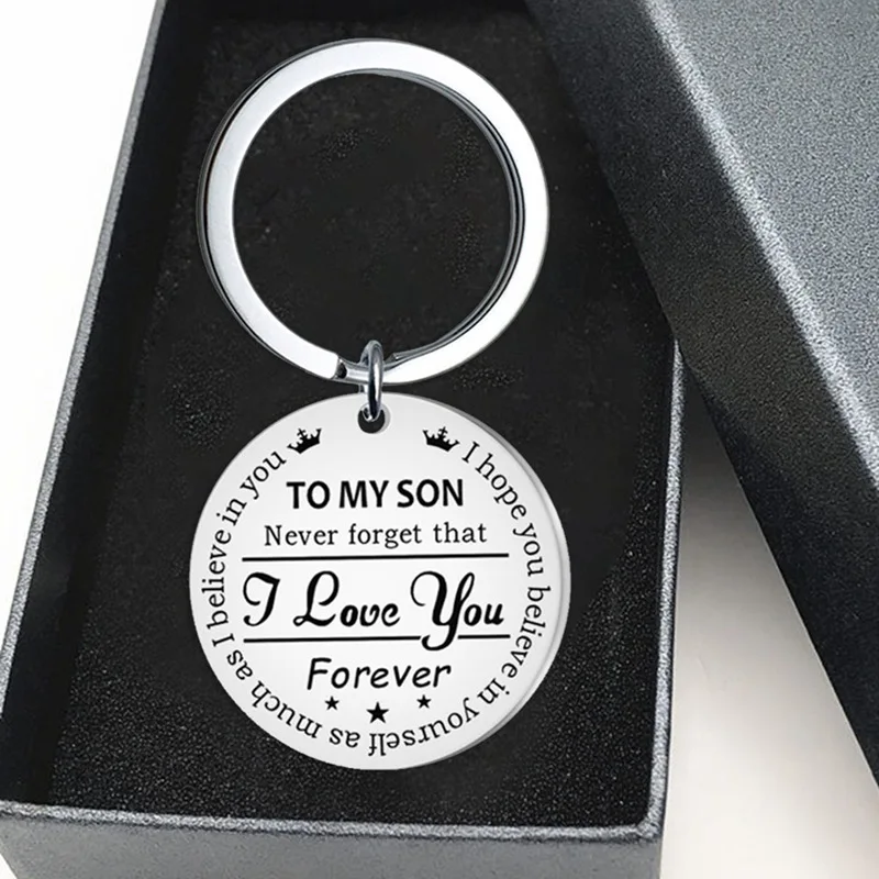 Trendy Stainless Steel Keychain Engraved To My Son Daughter Mom Keyring Key Chains Charm Love Pendant Jewelry Gift | Украшения и