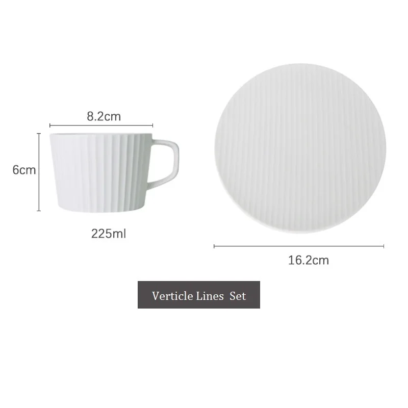 verticle lines Nordic Retro Europe Style Procelain Coffee Set Tea Set Cup and Saucer Set 200ml Japanese Style Unique Design - Цвет: verticle lines