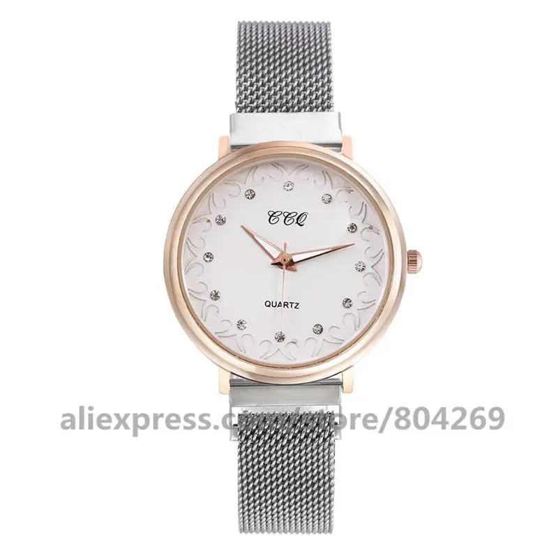 Wholesale Fashion Watches Simple Design Rose Gold Dial Alloy Mesh Band Quartz Men Rhinestone WristWatches 920549 CCQ