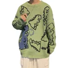 Женский свитер с принтом динозавра весна-осень s модный Свободный вязаный пуловер с длинным рукавом свободный джемпер Топы