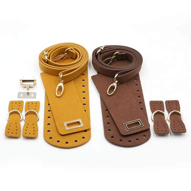 Handmade Diy Bags Accessories Parts With Bag Bottom Bag Cover Shoulder Strap 5pcs Set Leather Replacement Handbag Accessories