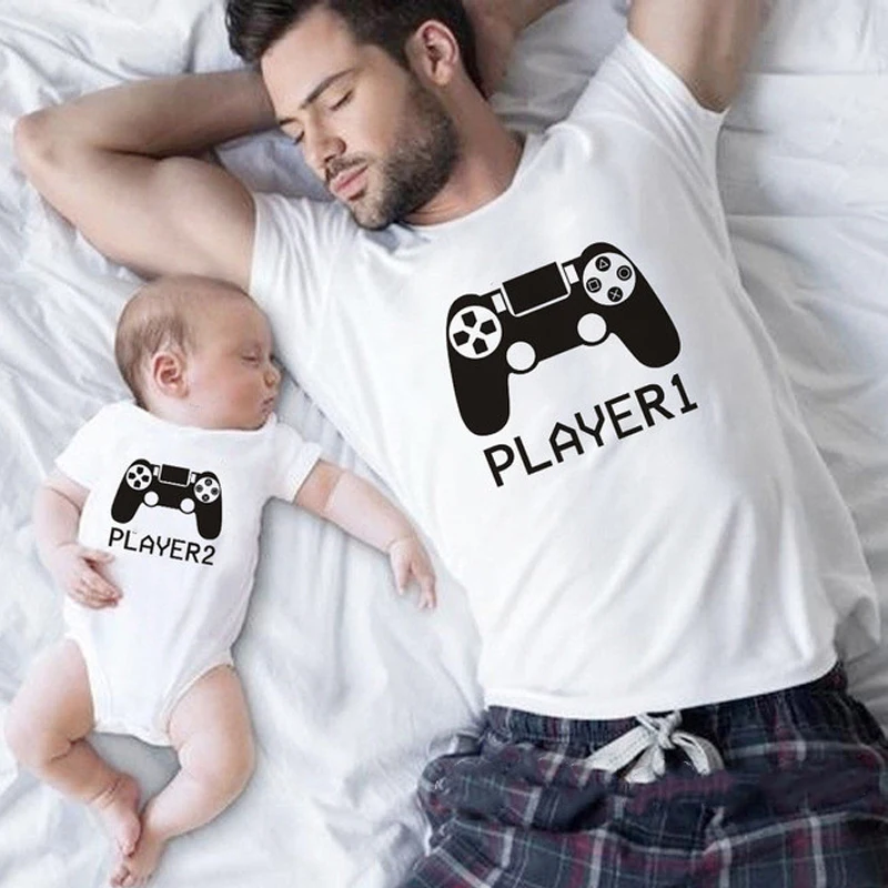 1pc I Make/break The Rules Funny Daddy T Shirt and Baby Cotton Romper Family Matching Clothes Dad Kids Fashion Outfits | Мать и ребенок