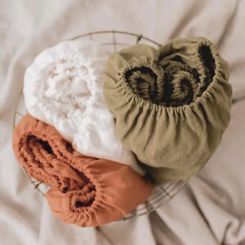 

Pure Linen Fitted Sheet With Elastic Band Bed Sheet Cover Solid Color Healthy Mattress Cover (No Pillowcases) Custom Size