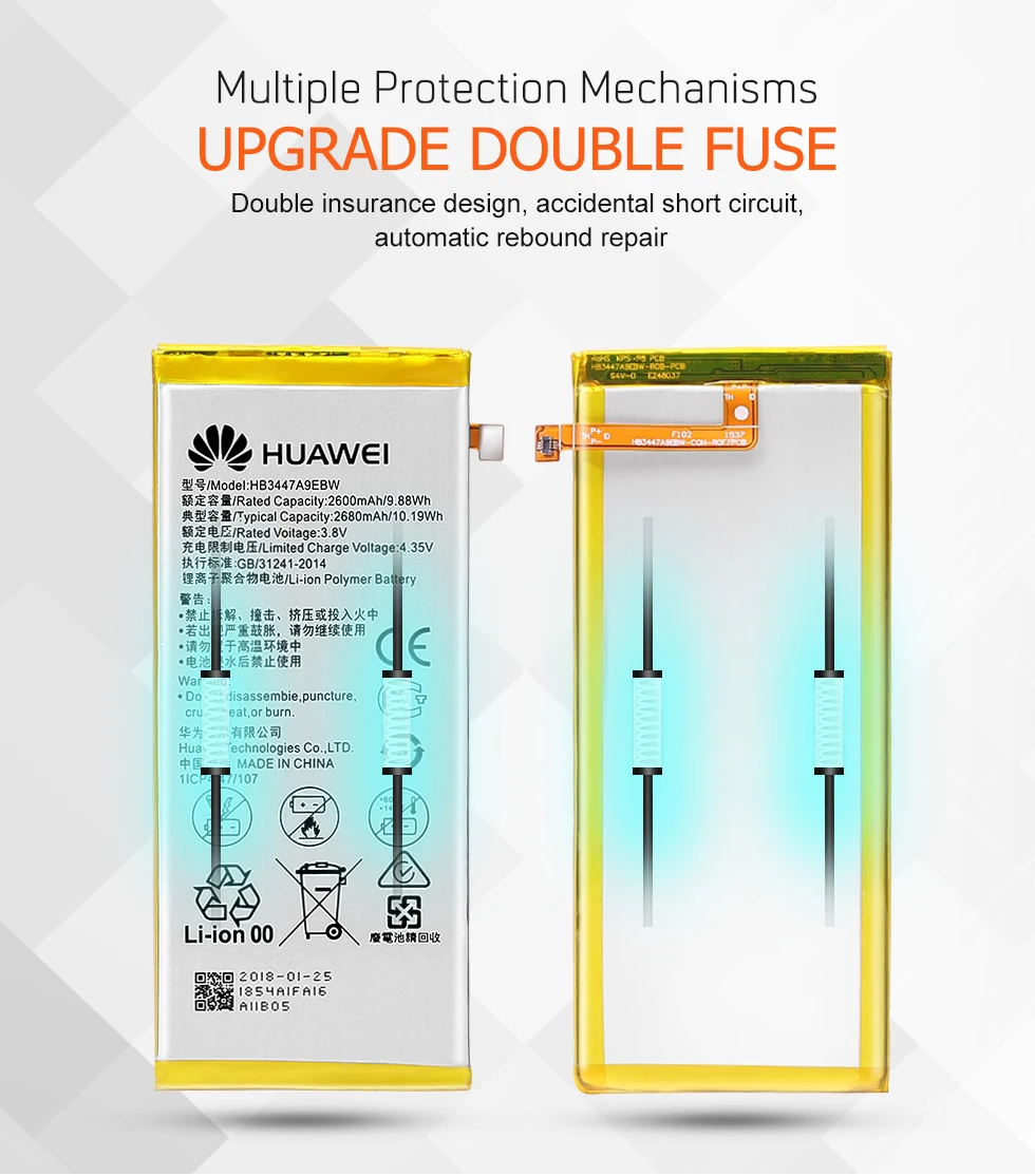 Батарея для Huawei P8 Lite P9 honor 7 Y5 II HB3447A9EBW HB3742A0EZC+ HB366481ECW HB494590EBC HB4342A1RBC Замена Бесплатные инструменты