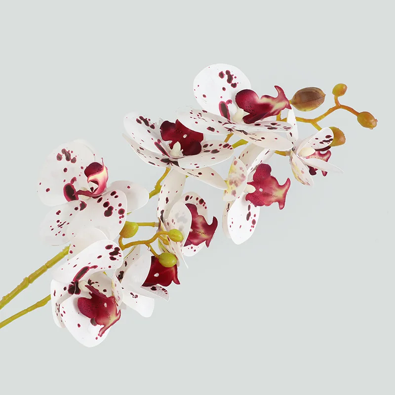

2 Prongs 3D6 Head Rayon White Orchid Flower High-Quality Phalaenopsis Fake Flower For Wedding Family Holiday Decoration