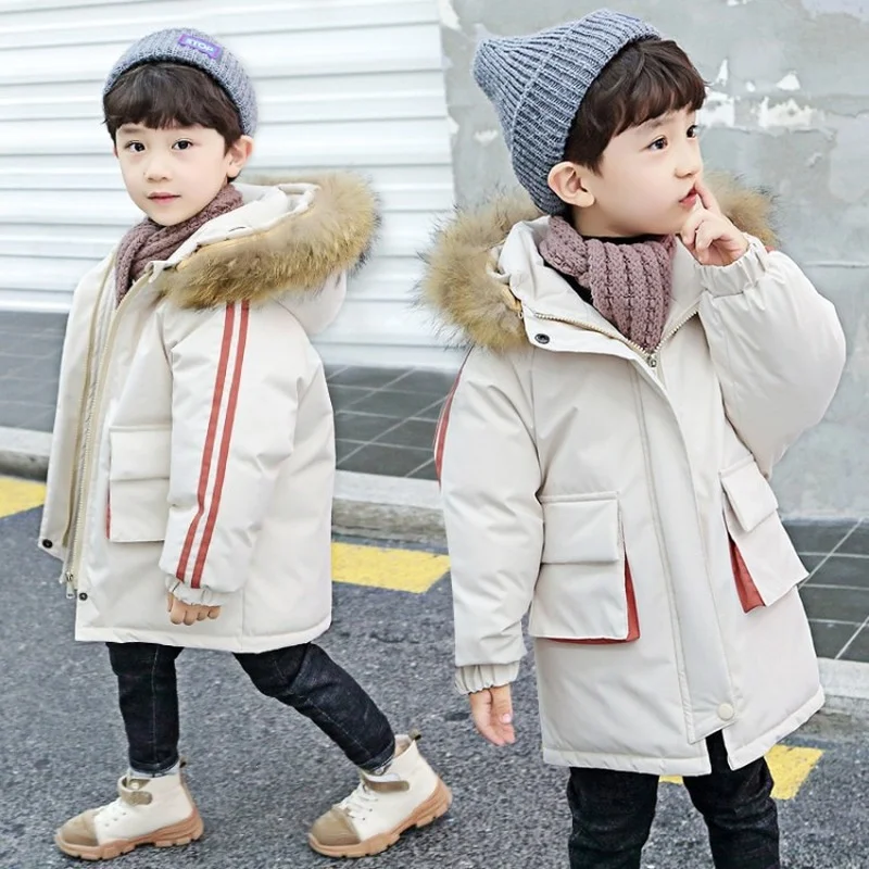 

3-12Y Russian Kids Children's Down Outerwear Winter Clothes Teen Boys Girls Cotton-Padded Parka Coats Thicken Warm Long Jackets