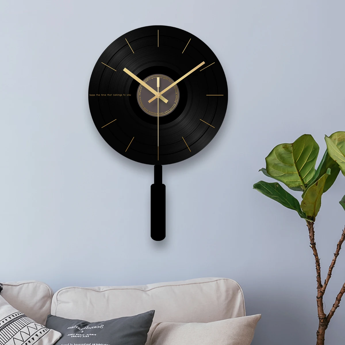 Большие черные стеклянные скандинавские настенные часы современный дизайн