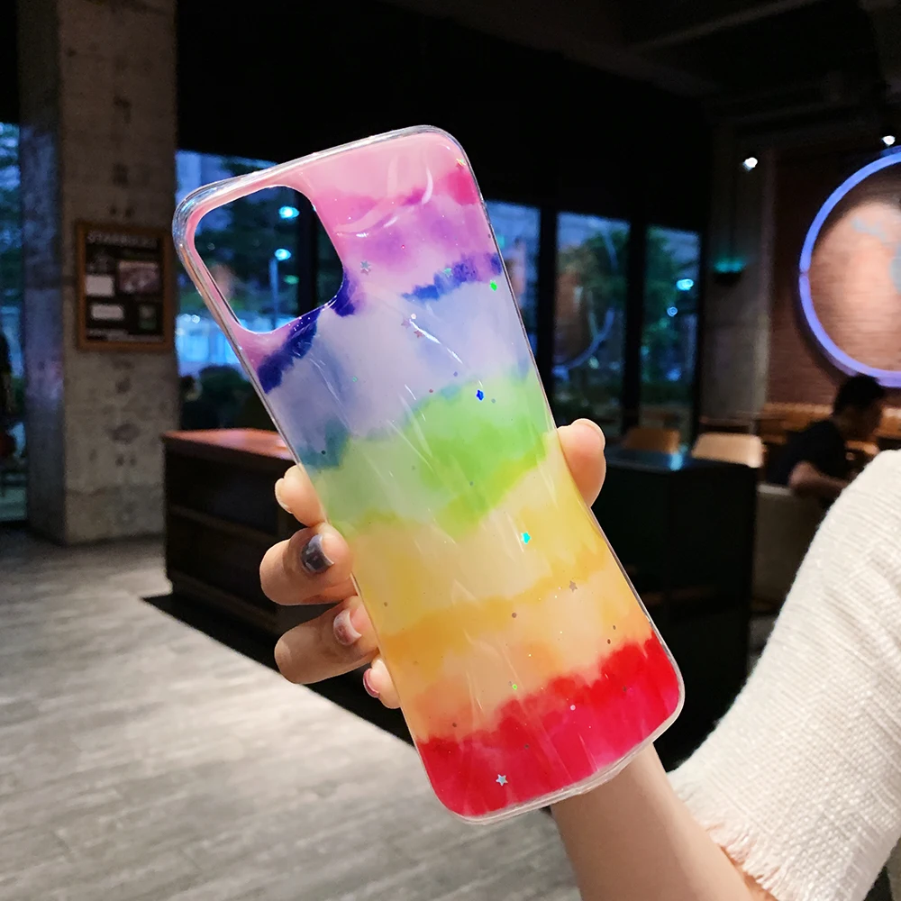 

Sequin Rainbow Phone Case for IPhone 12 Mini 11 Pro 11pro Max XR XS Max X 8 7 Plus Glitter Mobile Phone Back Cover Shockproof