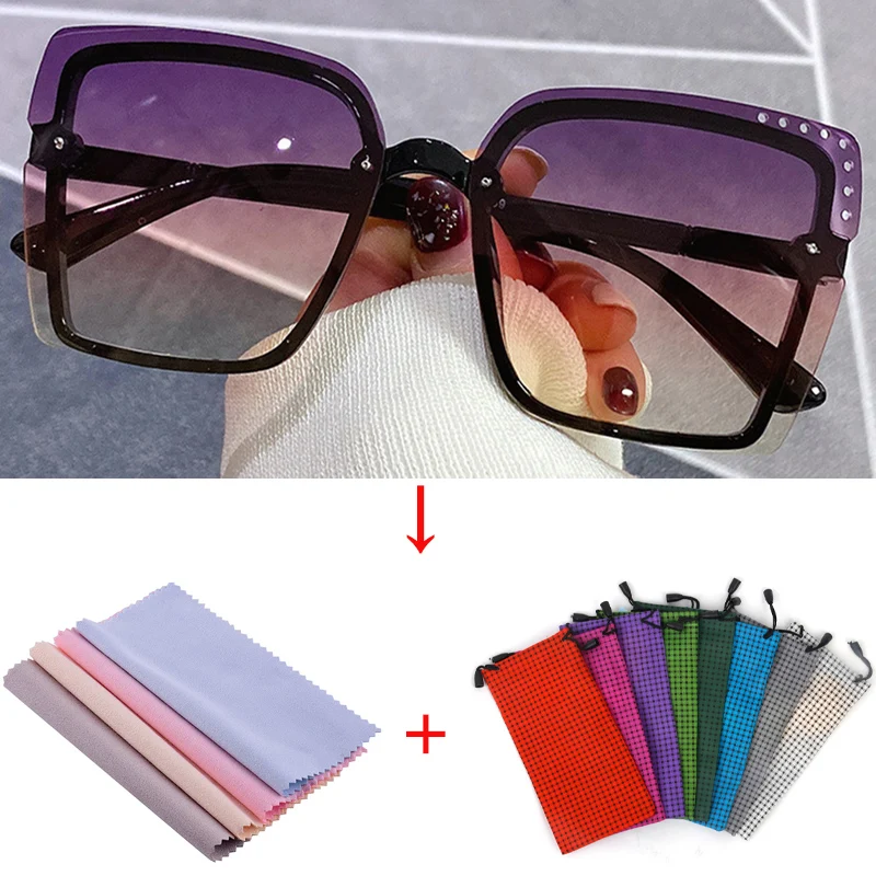 

Women's Sunglasses Trending Square Frameless Sun Glasses Colorful Gradient Color Lenses Vintage Luxury Designer Driving Glasses