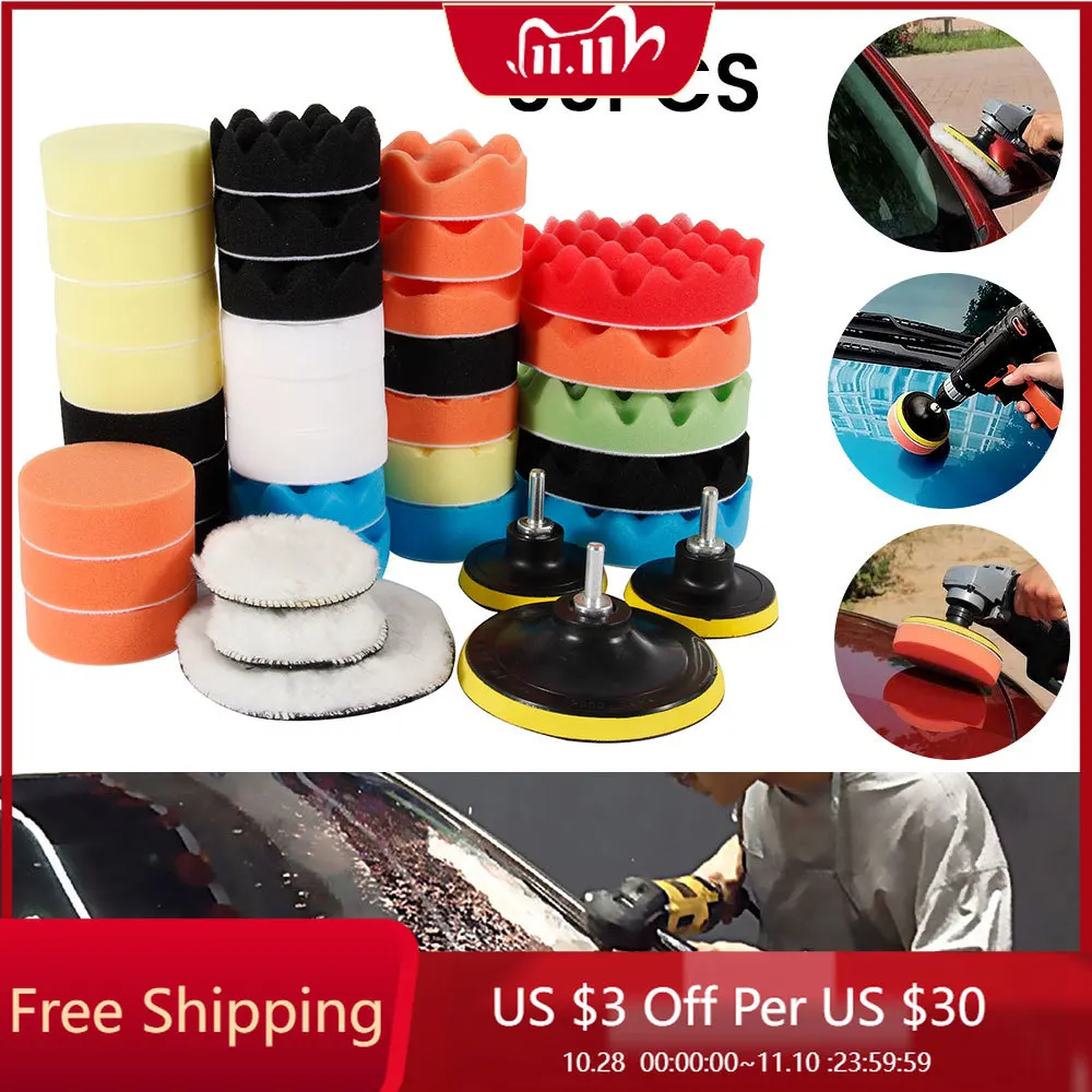 

Car Polishing Sponge Pads Kit Buffing Waxing Foam Pad Buffer Set Polisher Machine Wax Pad for Removes Scratches Drill Attachment