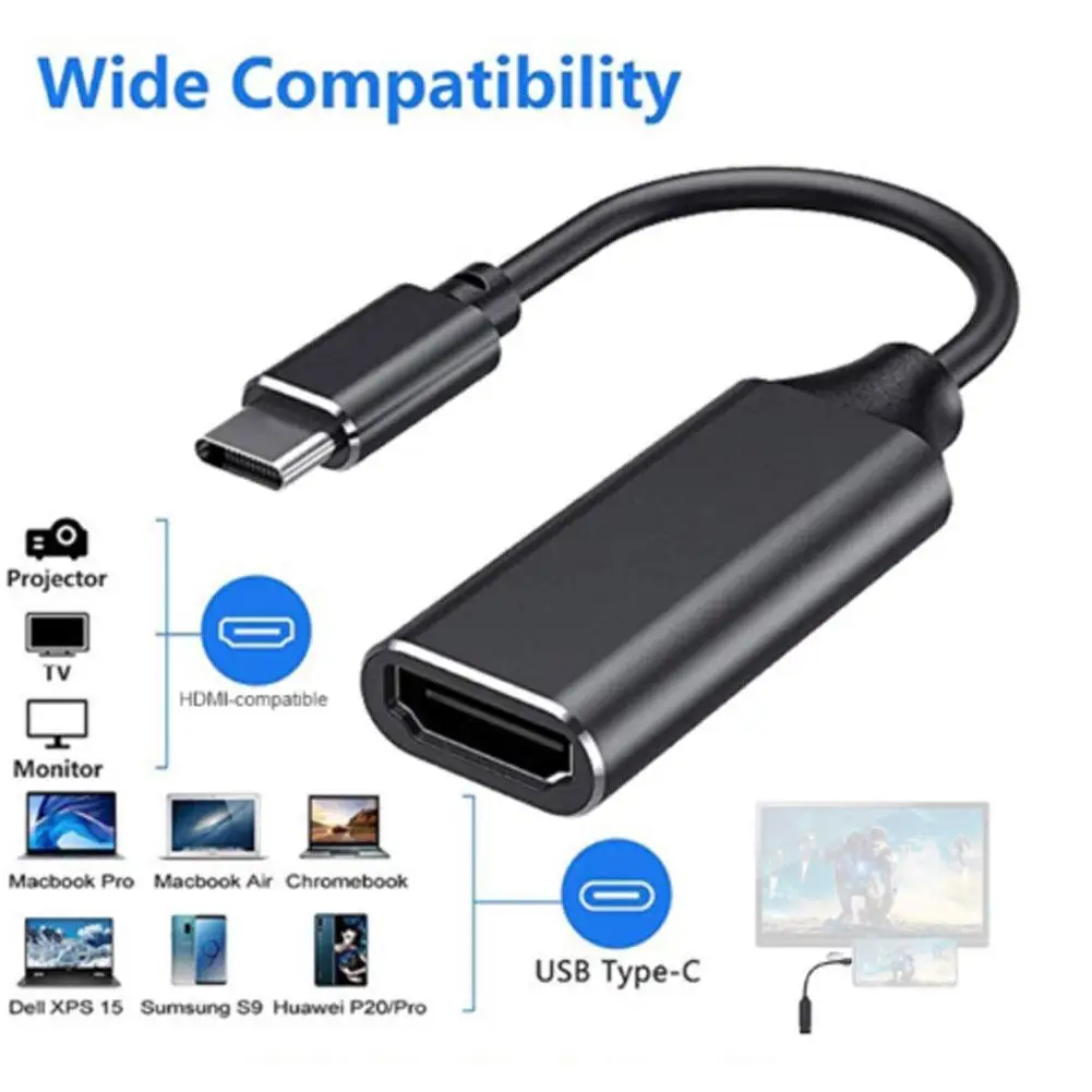USB Type C to HDMI-compatible Adapter Converter 3.1 HD TV 4K For HP/ Dell/ Intel/ MacBook/ Samsung/ Huawei | Электроника