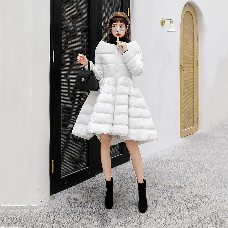[EAM] Turtleneck Spliced Big Hem Cotton-padded Coat Long Sleeve Loose Fit Women Parkas Fashion New Autumn Winter 1H100