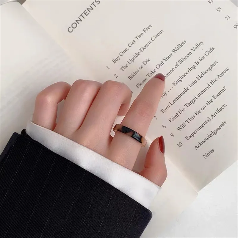 

2021 Korean Vintage Leopard Resin Geometric Acrylic Acetate Rings for Women Jewelry Ring Gifts Accessories