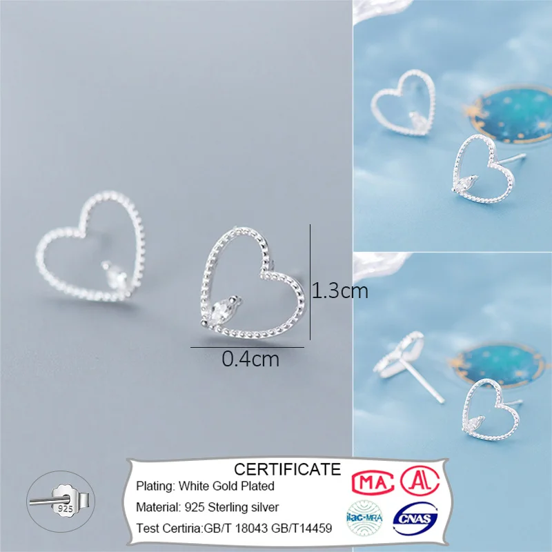 Trusta 925 пробы серебряные ювелирные изделия модные милые миниатюрные 8 мм X 7 мм полые серьги-гвоздики в форме сердца подарок для девочек, детей, леди DS514