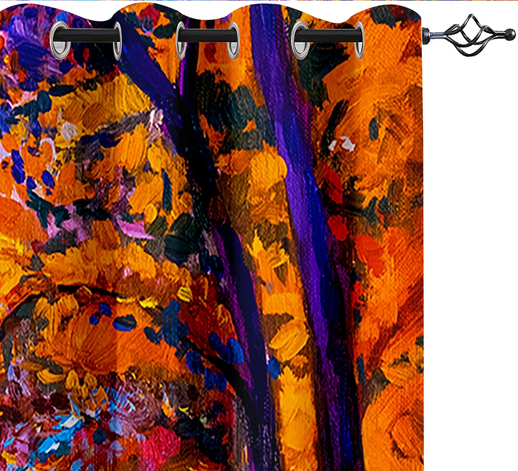 

Oil Painting Elements Forest Art Printing Curtain Living Room Curtain Bedroom Curtain Home Decoration Adult Decorative Curtain