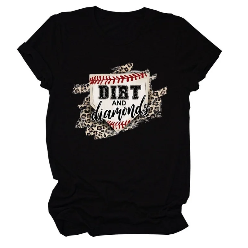 

DIRT AND DIAMONDS Letter Print Women T Shirt Short Sleeve ONeck Loose Women Tshirt Ladies Tee Shirt Tops Clothes Camisetas Mujer