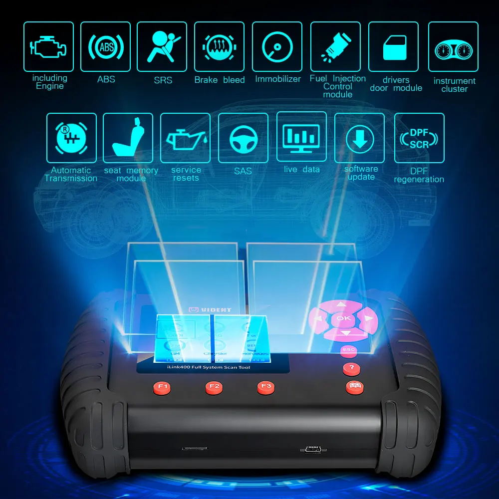 VIDENT iLink400 полный системный сканер с поддержкой ABS/SRS/EPB // DPF регенерация/сброс масла