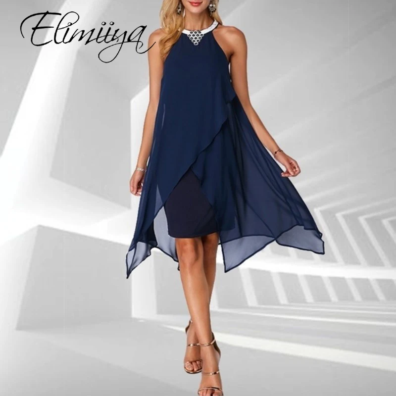 

Модные летние элегантные платья Elimiiya, женские пляжные, для отдыха, вечевечерние, на шнуровке, тонкие, мягкие