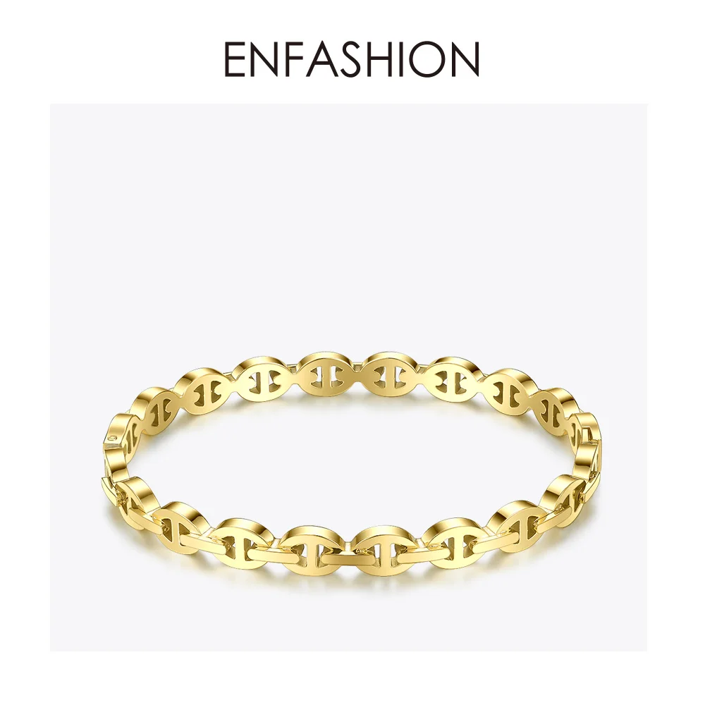 ENFASHION панковские геометрические полые браслеты-манжеты для женщин, золотой цвет, браслет из нержавеющей стали, модное ювелирное изделие, подарки B192058