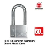 blossom heavy duty 60mm long rectangle padlock a3 iron steel hardened chrome plated key lock for door
