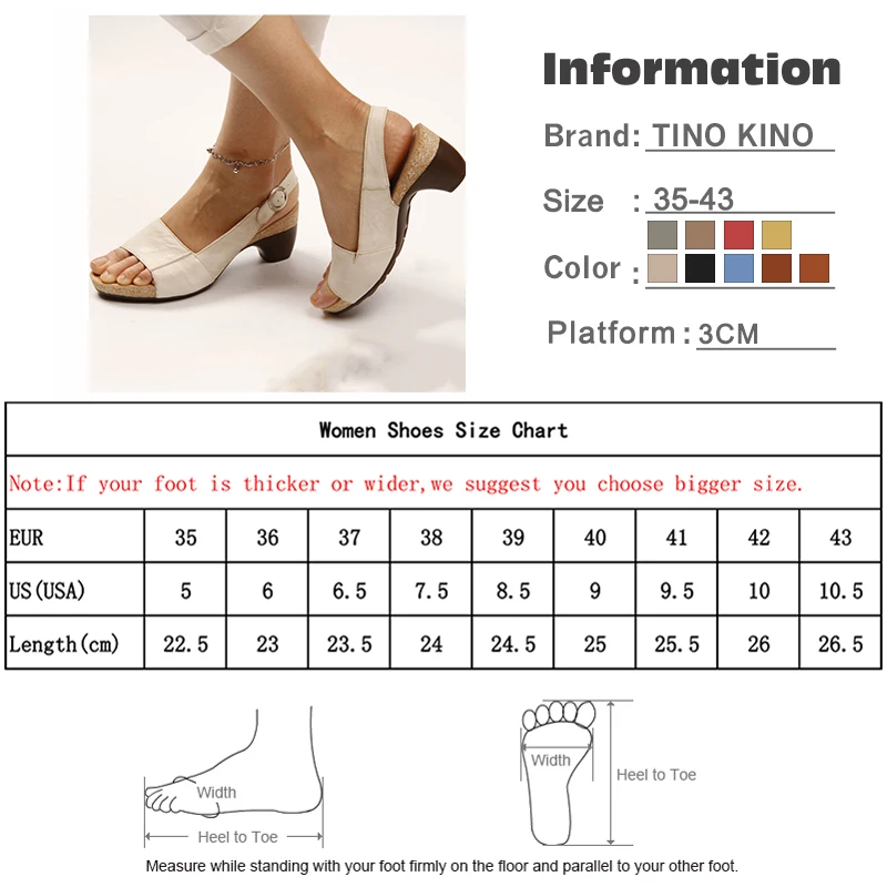 

Women's Gladiator Sandals Buckle Strap Chunky Heels Peep Toe Woman Lady Sandalias PU Shoes Casual Female Plus Size 35-43 Summer