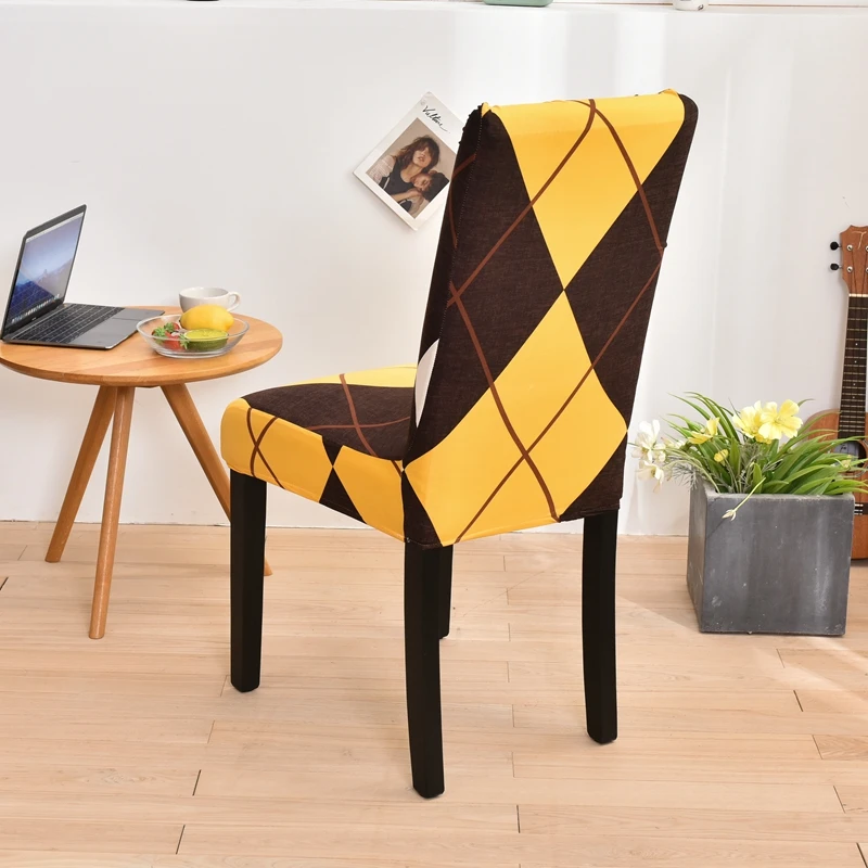 Спандекс печать обеденный стул Чехлы современный Съемный Анти-грязный чехол для