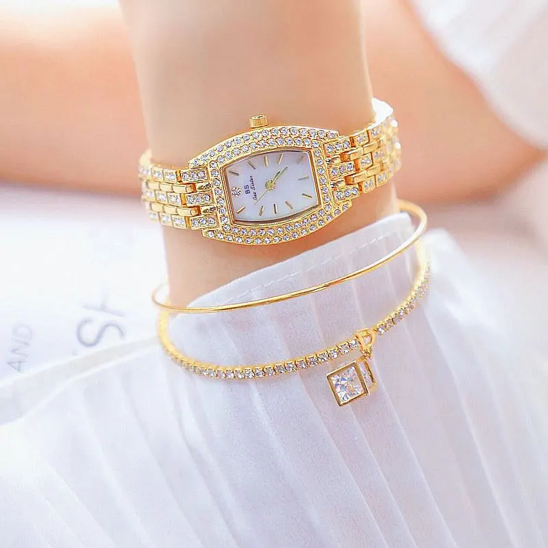 Золотые серебряные женские часы известных роскошных брендов с кристаллами и
