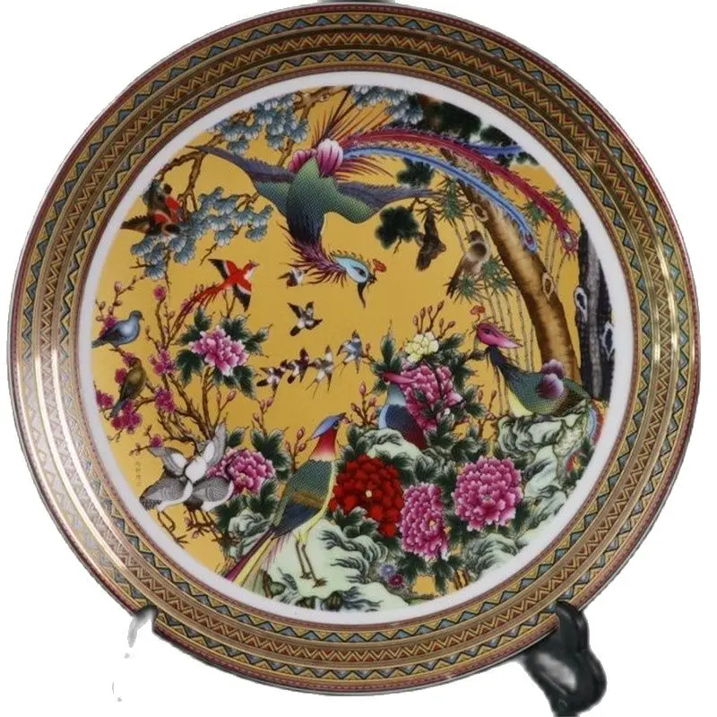 

Chinese Old Porcelain Pink Flower And Bird Pattern Phnom Penh Plate