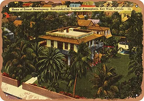 

Металлический знак-открытка с изображением Флориды-дом эргнезда окантовки, в тропической атмосфере, Key West, винтажная стена с ржавым внешним ...