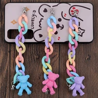 1pcs rainbow candy bracelet bear colorful bear resin chain for diy key chain phone case decoration jewelry accessories