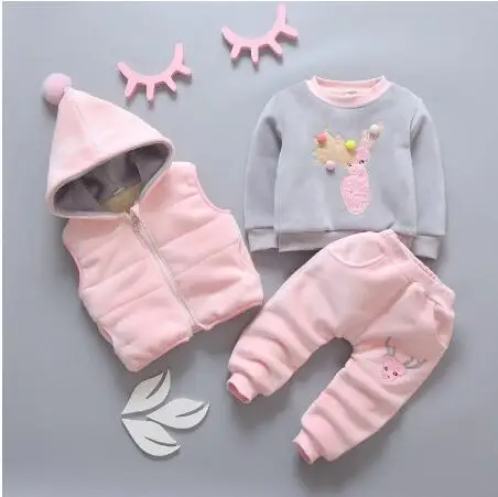 Комплекты одежды для маленьких мальчиков на осень и зиму утепленный бархатный