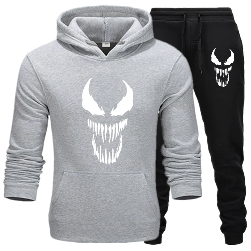 Venom спортивные костюмы для мужчин осень/зима толстовки+ брюки костюм Весенняя Толстовка Спортивная комплект Мужская толстовка с капюшоном для молодых студентов