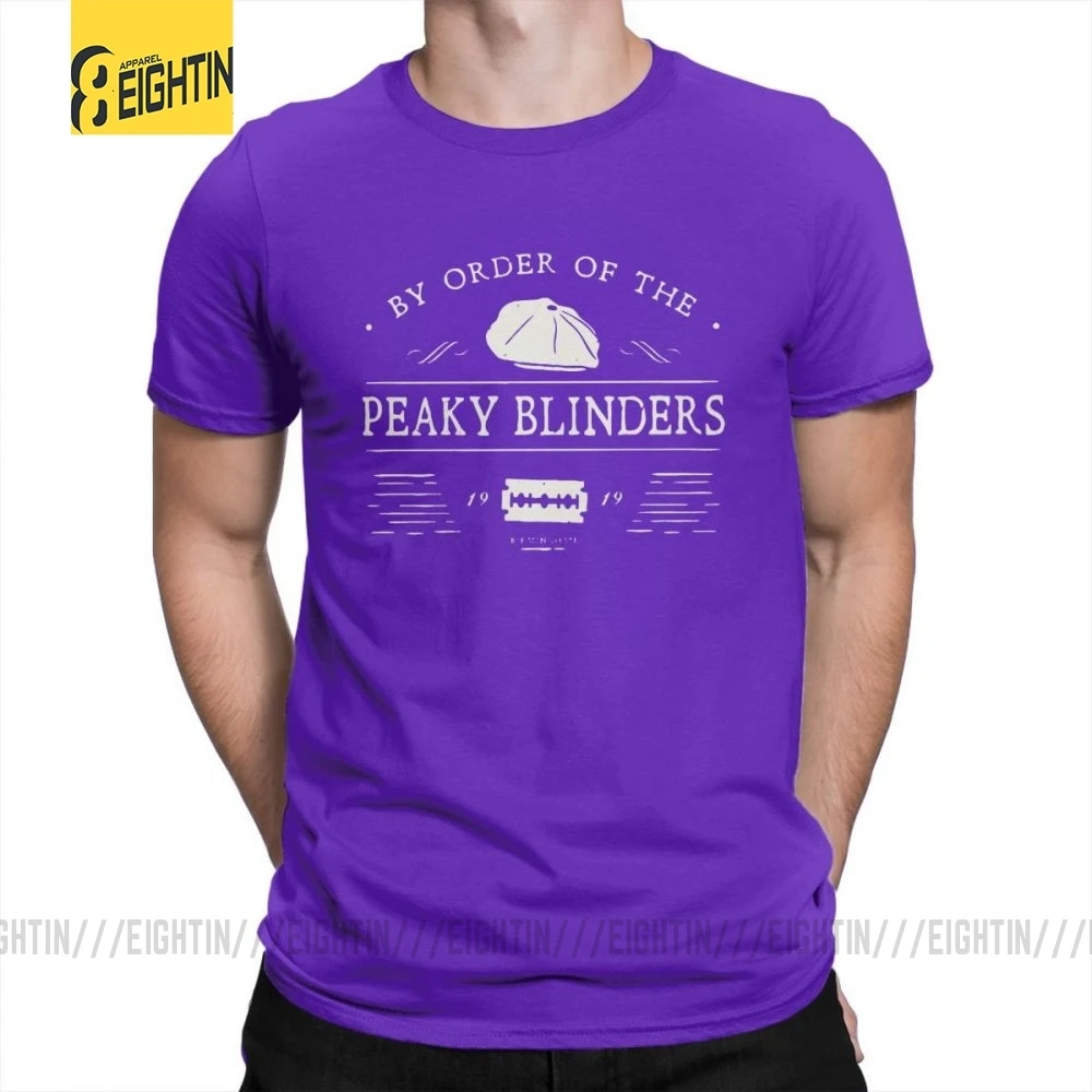 По заказу The Peaky Blinders мужские крутые принтованные футболки с круглым вырезом размера плюс футболки с коротким рукавом футболки хлопок - Цвет: Фиолетовый