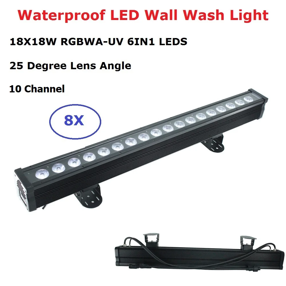 8 шт. в упаковке водонепроницаемые Настенные светильники 18X18W RGBWA UV 6IN1