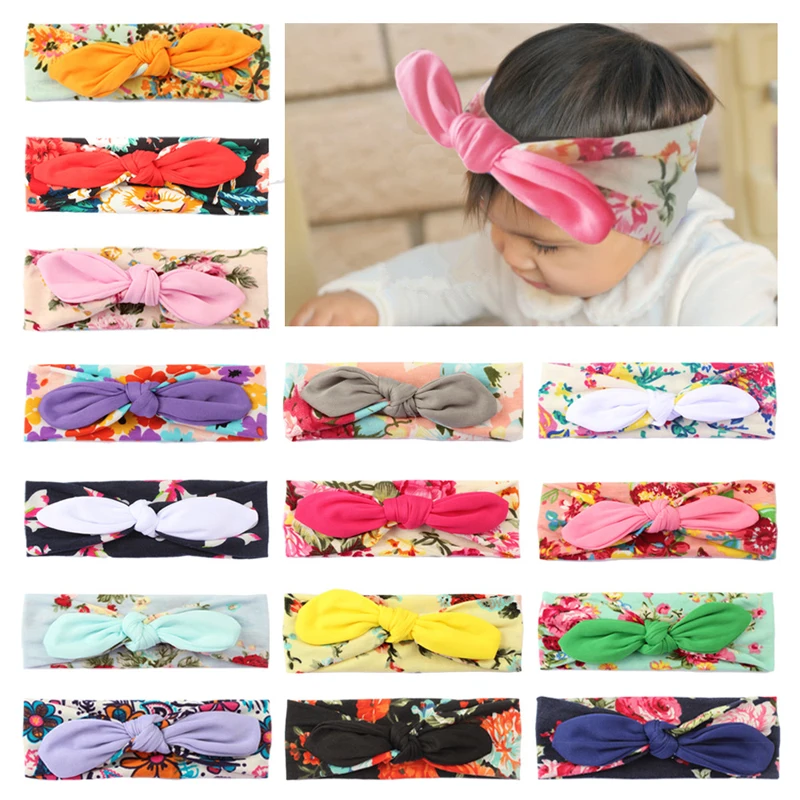 Новинка 1 шт. Детская повязка на голову с цветочным принтом и бантом для маленьких