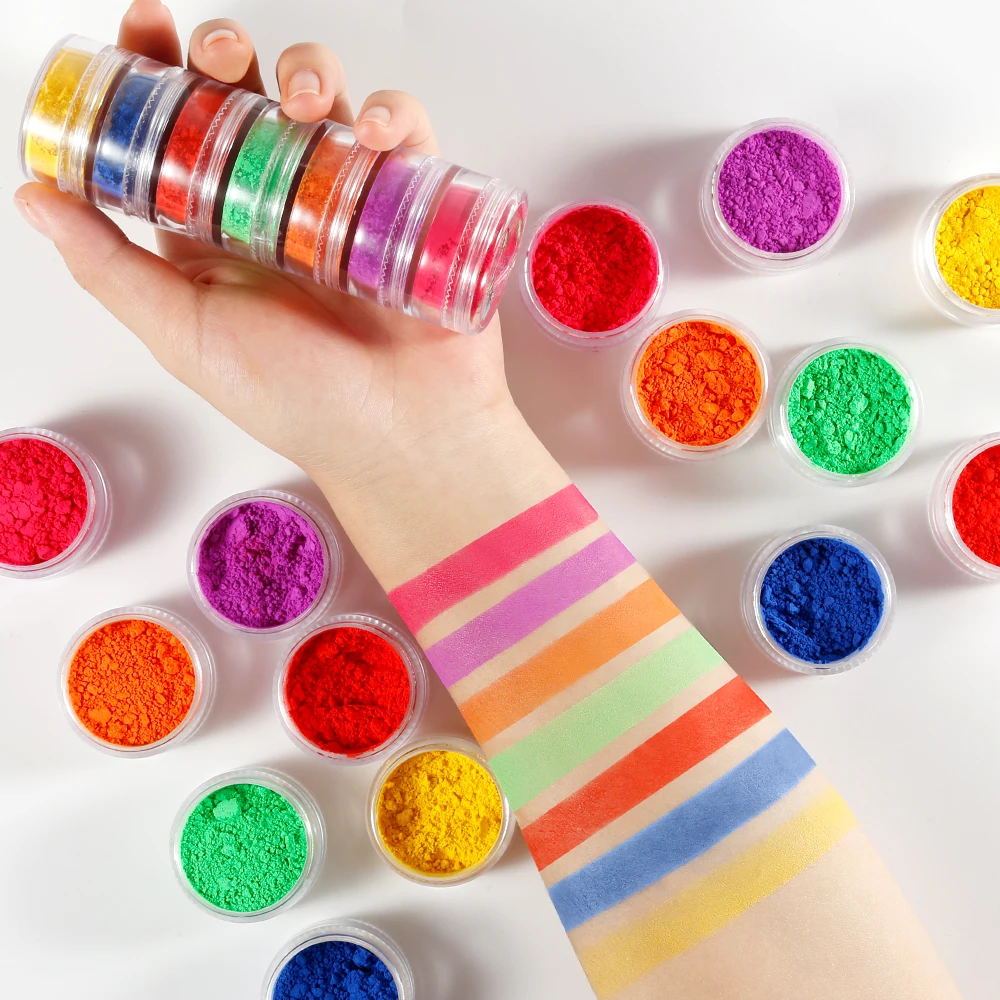 Оптовая продажа 7 смешанных цветов неоновая пудра тени для век Spangle ногтей