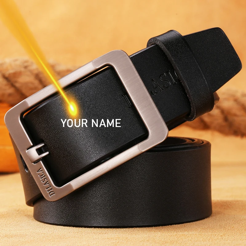 

Custom Engraved Name & Logo Men Alloy Pin Buckle Belts for Jeans Casual Leather Personalized Gift for Him Husband Birthday Gifts