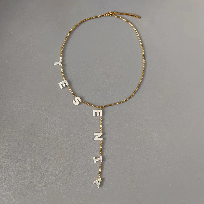 

Индивидуальное название, ювелирные изделия, подвеска в виде ракушки, букв, цепочка из нержавеющей стали, модное ожерелье, женское лучшее украшение