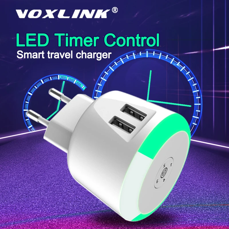 VOXLINK 5V2. 4A светодиодный Таймер управление Смарт зарядное устройство для путешествий двойной usb Индуктивная зарядка для iPhone samsung Xiaomi зарядное устройство для мобильного телефона