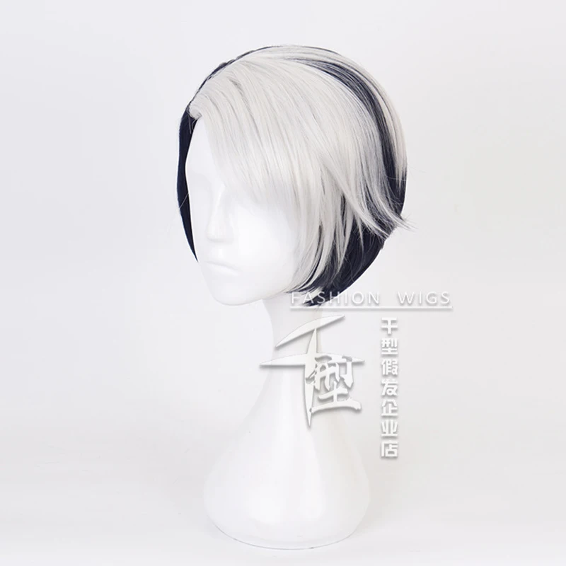 Витая Страна Чудес Divus Crewel Косплей короткий белый и черный парик + Бесплатный