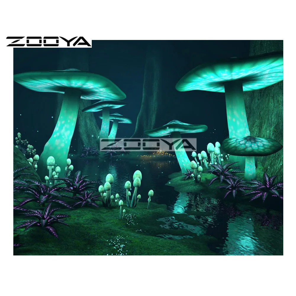 ZOOYA 5D DIY Алмазная гигантская флуоресцентная Грибная картина, алмазная Вышивка крестиком, квадратная дрель, мозаика, украшение BK915 - Цвет: Белый