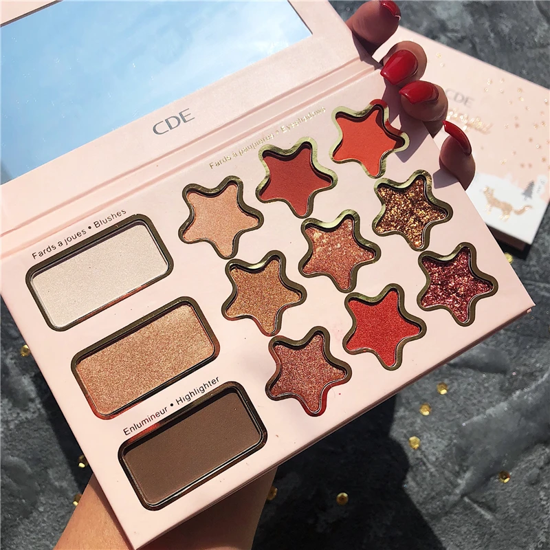 Палитра теней для век 12 цветов блестящие мерцающие матовые тени