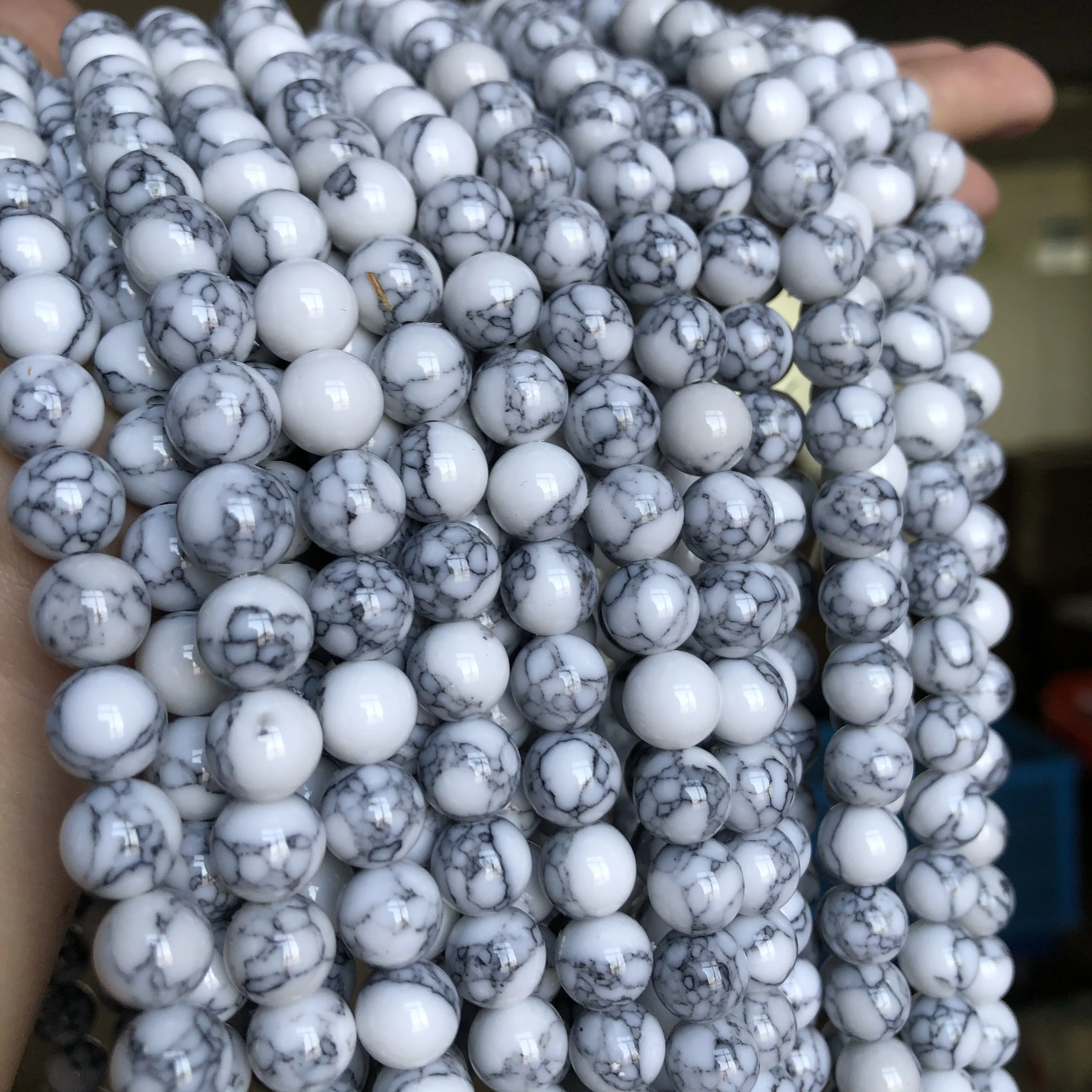 

4/6/8/10/12mm Natural White Howlite Turquoises Stone Beads Round Loose Beads For Bracelet Jewellery Making 15''