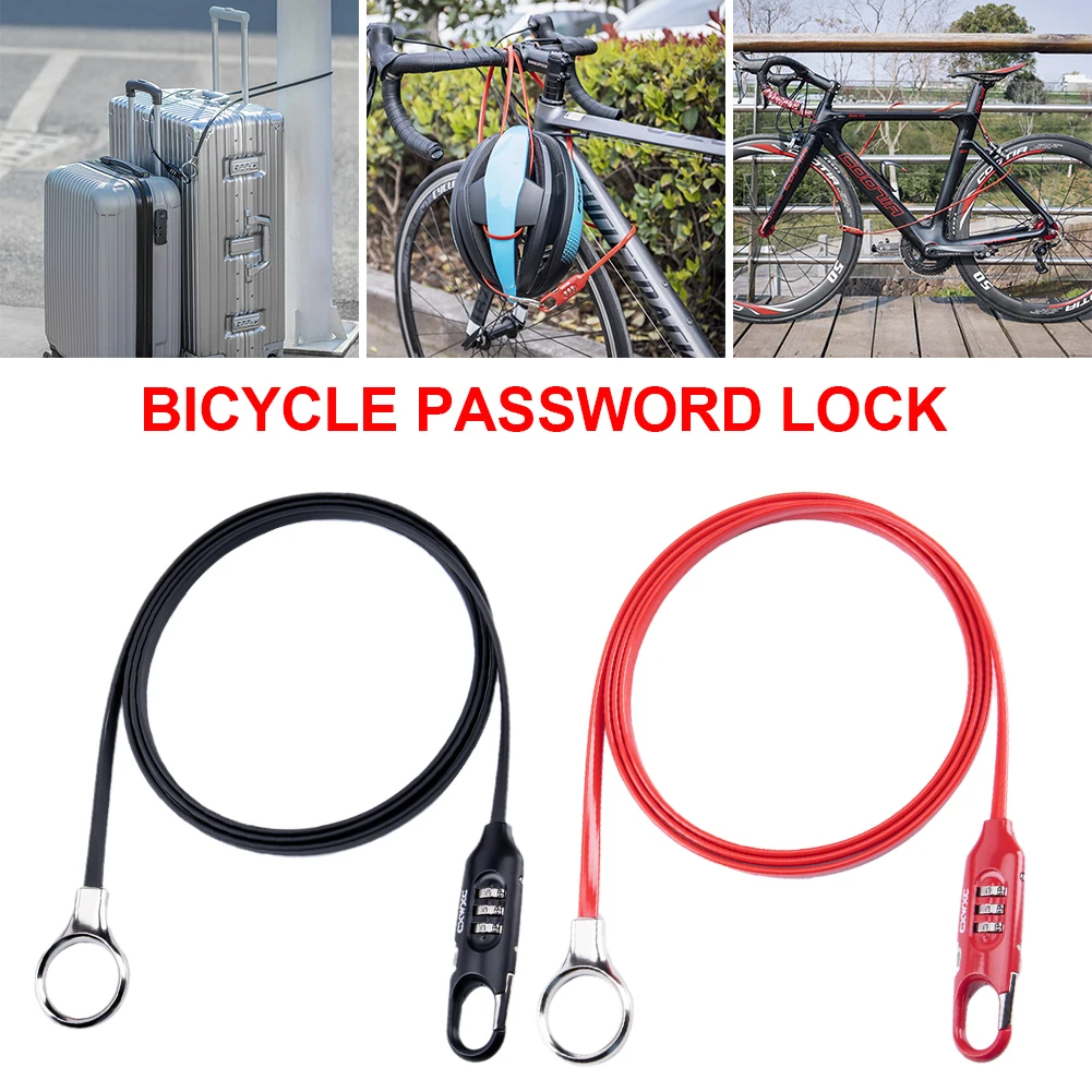 

Bicycle Lock 3 Digit Combination Padlock With 180cm Steel Wire Safety Anti Theft Cable Lock Helmet Lock Travel Luggage Lock