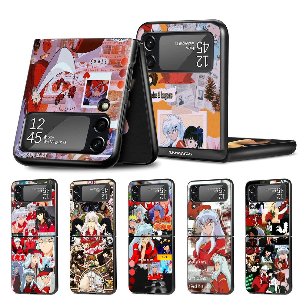

Cell Phone Case for Samsung Galaxy Z Flip3 5G Black Coque Z Flip 3 Hard PC Luxury Cover Zflip3 Funda Capa Inuyasha Anime