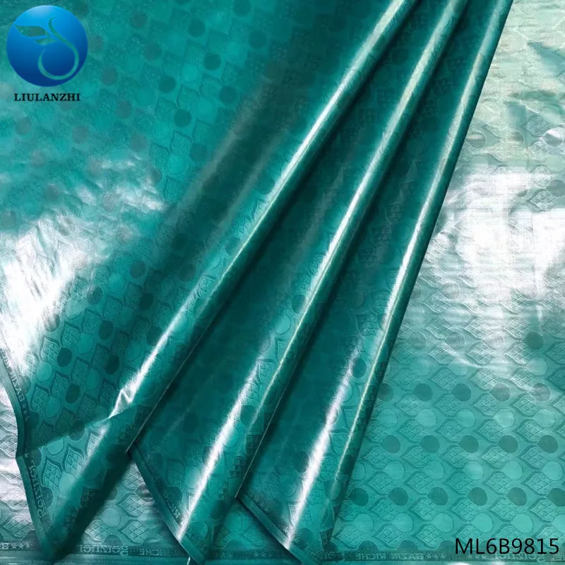 LIULANZHI Золотая кружевная ткань нигерийская хлопчатобумажная Bazin 5 ярдов парчовая