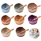 Набор из 2 шт. ложек и тарелок для кормления детей, из силикона, не содержит бисфенола А, водонепроницаемые, Нескользящие